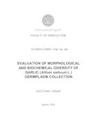 prikaz prve stranice dokumenta Evaluation of morphological and biochemical diversity of garlic (Allium sativum L.) germplasm collection