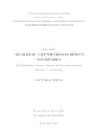 prikaz prve stranice dokumenta THE ROLE OF VOLUNTEERING IN REMOTE COMMUNITIES The Exploration of Intrinsic Motives and Social and Economic  Benefits of Volunteering