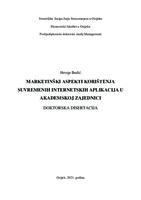 prikaz prve stranice dokumenta MARKETINŠKI ASPEKTI KORIŠTENJA SUVREMENIH INTERNETSKIH  APLIKACIJA U AKADEMSKOJ ZAJEDNICI