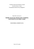prikaz prve stranice dokumenta Model razvoja ruralnog turizma kontinentalne Hrvatske