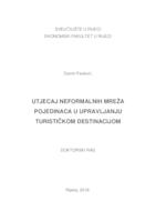 prikaz prve stranice dokumenta Utjecaj neformalnih mreža pojedinaca u upravljanju turističkom destinacijom