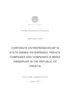 prikaz prve stranice dokumenta Corporate entrepreneurship in state owned enterprises, private companies and companies in mixed ownership in the Republic of Croatia