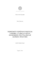 prikaz prve stranice dokumenta Odrednice održivog razvoja turizma u funkciji socio-revitalizacije Gorske Hrvatske