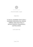 prikaz prve stranice dokumenta Utjecaj osobnih zahtjeva i osobnih resursa na odnos između dizajna posla i inovativnoga ponašanja zaposlenika