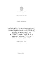 prikaz prve stranice dokumenta Ekonomski učinci obveznoga mirovinskoga osiguranja na temelju individualne kapitalizirane štednje u Republici Hrvatskoj