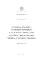 prikaz prve stranice dokumenta Utjecaj kauzalnoga i efektualnoga pristupa poduzetništvu na poslovnu uspješnost malih i srednjih poduzeća u Republici Hrvatskoj