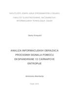 prikaz prve stranice dokumenta ANALIZA INFORMACIJSKIH OBRAZACA  PROCESNIH SIGNALA POMOCU  EKSPANDIRANE 1D CARNAPOVE  ENTROPIJE