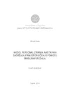 prikaz prve stranice dokumenta Model personaliziranja nastavnih sadržaja primjeren učenju pomoću mobilnih uređaja