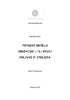 prikaz prve stranice dokumenta Povijest obitelji Drašković u 16. i prvoj polovici 17. stoljeća