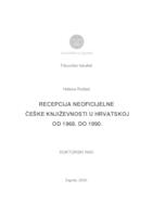 prikaz prve stranice dokumenta Recepcija neoficijelne češke književnosti u Hrvatskoj od 1968. do 1990.
