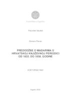 prikaz prve stranice dokumenta Predodžbe o Mađarima u hrvatskoj književnoj periodici od 1835. do 1858. godine