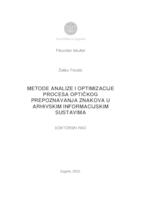 prikaz prve stranice dokumenta Metode analize i optimizacije procesa optičkog prepoznavanja znakova u arhivskim informacijskim sustavima