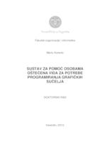 prikaz prve stranice dokumenta Sustav za pomoć osobama oštećena vida za potrebe programiranja grafičkih sučelja