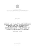 prikaz prve stranice dokumenta Design and evaluation of software framework that improves the management of reactive dependencies in development of object-oriented applications