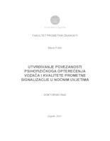 prikaz prve stranice dokumenta Utvrđivanje povezanosti psihofizičkoga opterećenja vozača i kvalitete prometne signalizacije u noćnim uvjetima