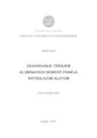 prikaz prve stranice dokumenta Zavarivanje trenjem aluminijskih sendvič panela rotirajućim alatom 