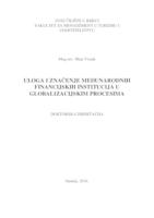 prikaz prve stranice dokumenta Uloga i značenje međunarodnih financijskih institucija u globalizacijskim procesima