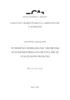 prikaz prve stranice dokumenta Numeričko modeliranje vremenski ovisnih deformacija betona pri 3D analizi konstrukcija