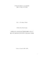 prikaz prve stranice dokumenta Djelovanje bačkih Hrvata u kulturnim institucijama NDH