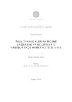 prikaz prve stranice dokumenta Školovanje klerika Bosne Srebrene na učilištima u Habsburškoj Monarhiji 1785. - 1843