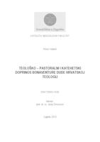 prikaz prve stranice dokumenta Teološko-pastoralni i katehetski doprinos Bonaventure Dude hrvatskoj teologiji