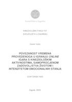 prikaz prve stranice dokumenta Povezanost vremena provedenoga u igranju online igara s kineziološkim aktivnostima, samoprocjenom zadovoljstva životom i intenzitetom emocionalnih stanja