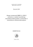 prikaz prve stranice dokumenta Uloga izraženosti MMP-9 i COX-2 proteina u analizi karotidnog aterosklerotskog plaka u bolesnika s karotidnom endarterektomijom