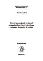 prikaz prve stranice dokumenta Modeli plaćanja zdravstvenih usluga i učinkovitost bolničkoga sustava u Republici Hrvatskoj