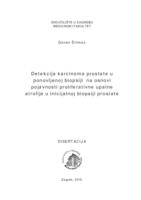 prikaz prve stranice dokumenta Detekcija karcinoma prostate u ponovljenoj biopsiji na osnovi pojavnosti proliferativne upalne atrofije u inicijalnoj biopsiji prostate 