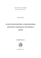 prikaz prve stranice dokumenta Uloga prostanoida u mehanizmima akutnog toksičnog oštećenja jetre 