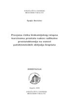 prikaz prve stranice dokumenta Procjena rizika biokemijskog relapsa karcinoma prostate nakon radikalne prostatektomije na osnovi patohistoloških obilježja bioptata