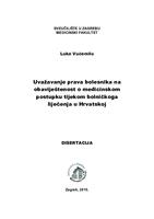 prikaz prve stranice dokumenta Uvažavanje prava bolesnika na obaviještenost o medicinskom postupku tijekom bolničkoga liječenja u Hrvatskoj 