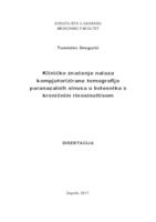 prikaz prve stranice dokumenta Kliničko značenje nalaza kompjutorizirane tomografije paranazalnih sinusa u bolesnika s kroničnim rinosinuitisom 