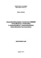 prikaz prve stranice dokumenta Imunohistokemijska izraženost NEDD9 i E-kadherina u bolesnika s metastatskim i nemetastatskim kolorektalnim karcinomima 