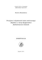 prikaz prve stranice dokumenta Procjena vrijednosti testa skrivenoga objekta u ranoj dijagnostici Alzheimerove bolesti 