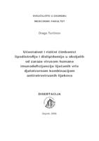 prikaz prve stranice dokumenta Učestalost i rizični čimbenici lipodistrofije i dislipidemije u oboljelih od zaraze virusom humane imunodeficijencije liječenih vrlo djelotvornom kombinacijom antiretrovirusnih lijekova