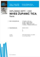prikaz prve stranice dokumenta Nives Županić Tica, flauta : prvi dio diplomskog ispita - program
