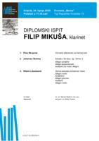 prikaz prve stranice dokumenta Filip Mikuša, klarinet : drugi dio diplomskog ispita - program
