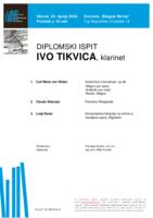 prikaz prve stranice dokumenta Ivo Tikvica, klarinet : drugi dio diplomskog ispita - program