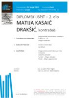 prikaz prve stranice dokumenta Matija Kasaić Drakšić, kontrabas : drugi dio diplomskog ispita - program
