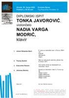 prikaz prve stranice dokumenta Tonka Javorović, violončelo : drugi dio diplomskog ispita - program