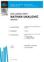 prikaz prve stranice dokumenta Nathan Ukalović, klarinet : drugi dio diplomskog ispita - program