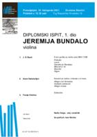prikaz prve stranice dokumenta Jeremija Bundalo, violina : prvi dio diplomskog ispita - program