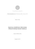 prikaz prve stranice dokumenta Razvoj održivih procesa proizvodnje bioetanola