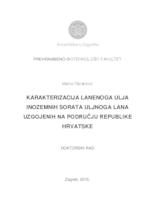 prikaz prve stranice dokumenta Karakterizacija lanenoga ulja inozemnih sorata uljnoga lana uzgojenih na području Republike Hrvatske