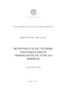 prikaz prve stranice dokumenta Nutritivni status i potrebe pacijenata nakon transplantacije jetre i/ili bubrega