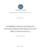prikaz prve stranice dokumenta Optimiranje procesa ekstrakcije i destilacije bioaktivnih spojeva iz lista tršlje (Pistacia lentiscus L.)