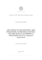 prikaz prve stranice dokumenta Influence of raw material and processing conditions on shelf-life and quality of minimally processed potato (Solanum tuberosum)