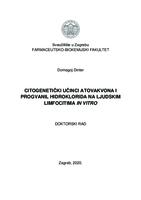 prikaz prve stranice dokumenta Citogenetički učinci atovakvona i progvanil hidroklorida na ljudskim limfocitima in vitro