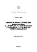 prikaz prve stranice dokumenta Određivanje fizikalno-kemijske kompatibilnosti 5-aminosalicilata i folne kiseline kao preduvjet razvoja fiksne kombinacije lijekova